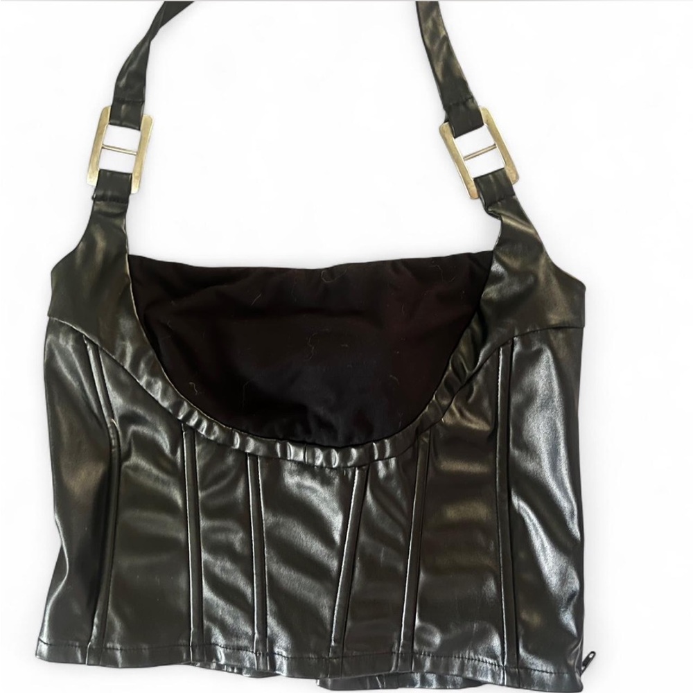 I.AM.GIA Black Leather Top